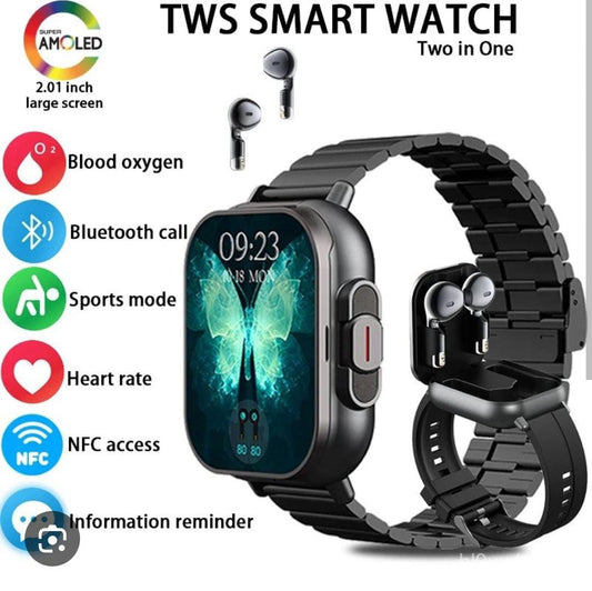Orbixio A9 Smart Watch with Built-in Earbuds | 2-in-1 Smartwatch & Wireless Earphones